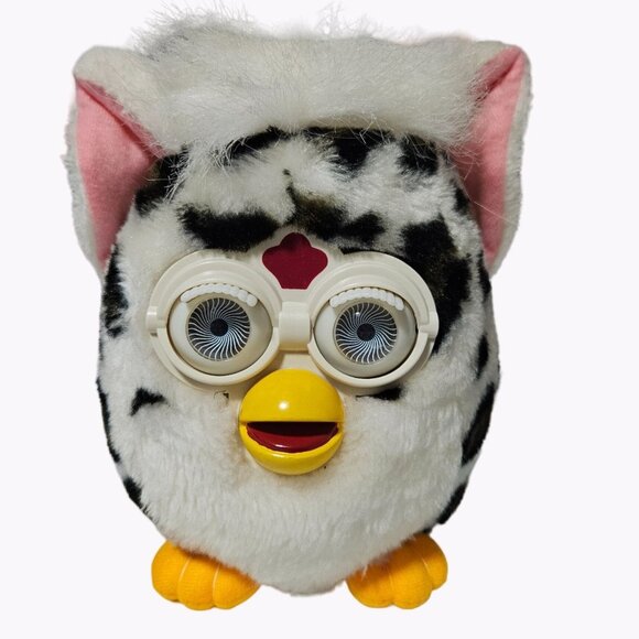 Vintage 90s Nanco Furby Snow Leopard 7 inch Plush Hypnotic Eyes Stuffed Animal - Picture 1 of 8